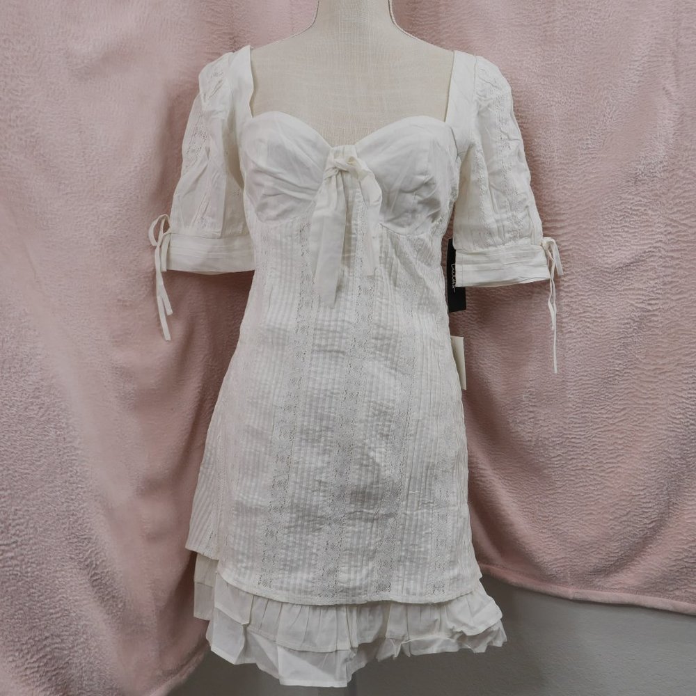 Lulu's White Cottagecore Cotton Mini Dress
